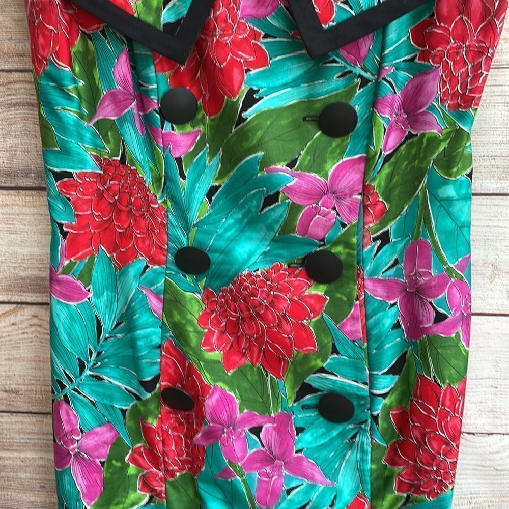 VINTAGE JOAN LESLIE TROPICAL PRINT DRESS - Picture 3 of 11